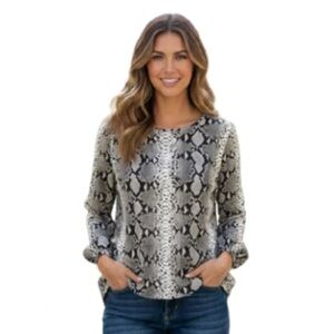 HIPPIE ROSE Snake Skin Print Top, Women’s L, Black Gray
